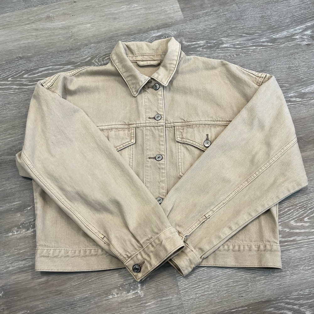 Abercrombie & Fitch Neutral Beige Denim Jacket